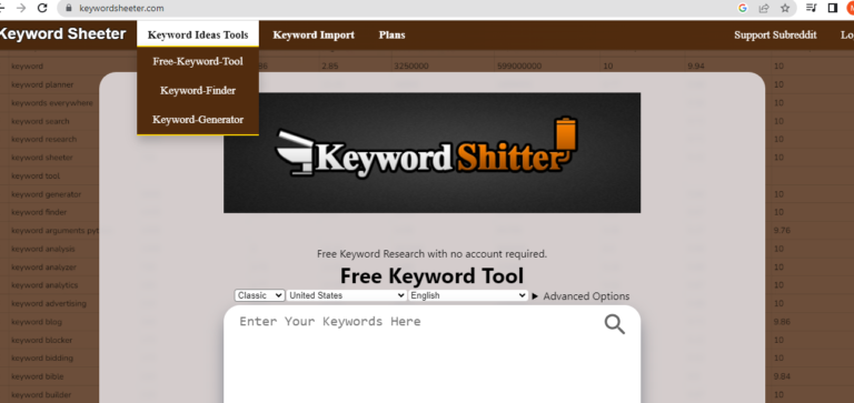Keyword Sheeter tool